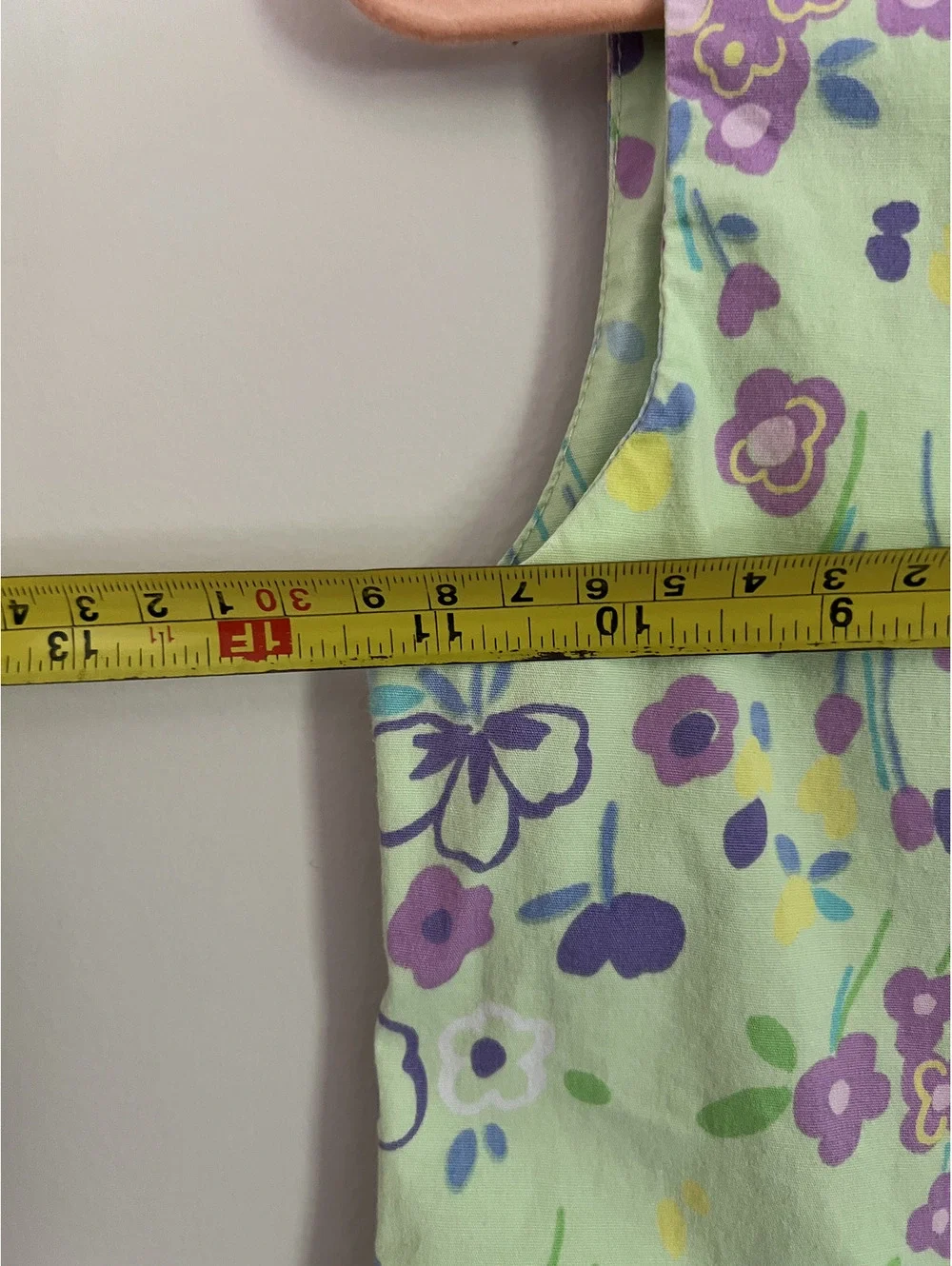 Vintage Jonathan Martin Girls Green Floral Shift Dress, 6x